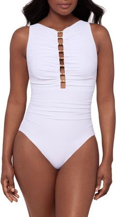 Miraclesuit Razzle Dazzle Swizzle One-Piece Swimsuit in White at Nordstrom, Size 12