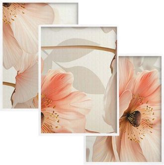 OEM P&oacute;sters Pastel, Cuadros De Pared, Marco Blanco, Flores, Decoraci&oacute;n De Pared, 30 X 40