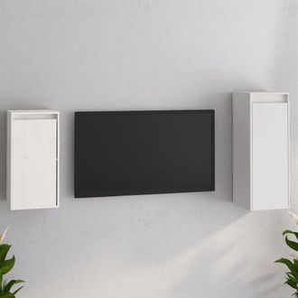 vidaXL Muebles Para Tv 2 Piezas Madera Maciza De Pino Blanco Vidaxl