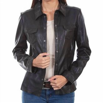 Scully Lamb Leather Shirt Jacket In Black