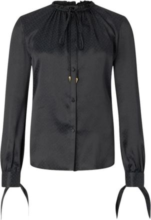 Roberto Cavalli Slangeffect zijden overhemd - Dames - Overhemden - Zwart - S - Overhemden