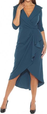 Joseph Ribkoff Womens Sleeve Ruffled High-Low Midi Dress In Twilight