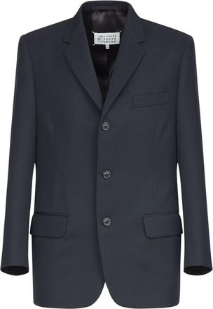 Maison Margiela single-breasted wool blazer - men - Virgin Wool - 50 - Blue