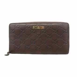 Gucci Vintage, unisex, Bruin, ONE Size, Leer, Pre-owned Long Wallet (Bi-fold)