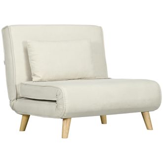 HOMCOM Sof&aacute; Cama Individual 2 En 1 Sill&oacute;n Cama Plegable Con Respaldo Ajustable Y Coj&iacute;n Para Sala Dormitorio Oficina En Casa Carga 125 Kg 90x78x79 Cm