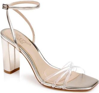 Badgley Mischka Phyliss Ankle Strap Sandal in Clear/Gold at Nordstrom, Size 9.5