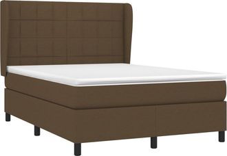 vidaXL Cama Box Spring Con Colch&oacute;n Tela Marr&oacute;n Oscuro 140x190 Cm Vidaxl