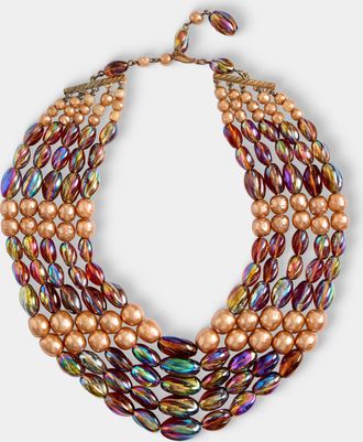 Mahnaz Collection Womens Vintage 1950 Schiaparelli Five-Strand Beaded Necklace