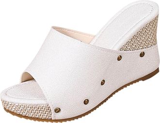 Generic Wedge Sandals Women UK, Womens Sandals & Slides Open Toe Slippers Non-Slip Comfy Mules Holiday Beach Wedges Shoes Suede Platform Crochet Sandal Fashio