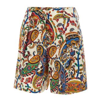 Etro Etro, Casual Shorts, female, Multicolor, Size: XS Paisley Floral Cotton Shorts