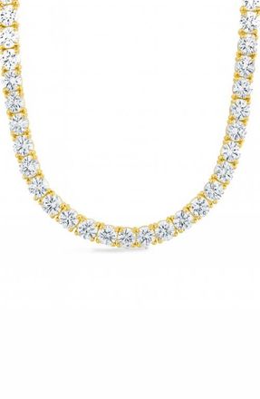 Sterling Forever Marisol Round Cut Cubic Zirconia Tennis Necklace in Gold at Nordstrom, Size 20