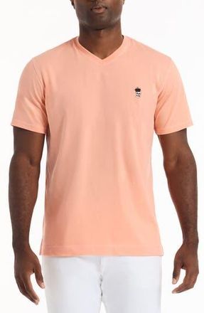 Robert Graham Damien V-Neck T-Shirt in Peach at Nordstrom Rack, Size Large