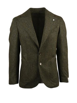 L.B.M. 1911 Textured Green Virgin Wool Tailored Jacket