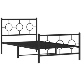 vidaXL Estructura Cama Sin Colch&oacute;n Con Estribo Metal Negro 100x190 Cm Vidaxl