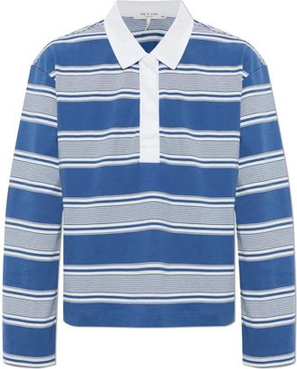 Rag & Bone Tops, Dames, Blauw, XS, Katoen, Kelly Boxy Gestreepte Long-Sleeve Polo