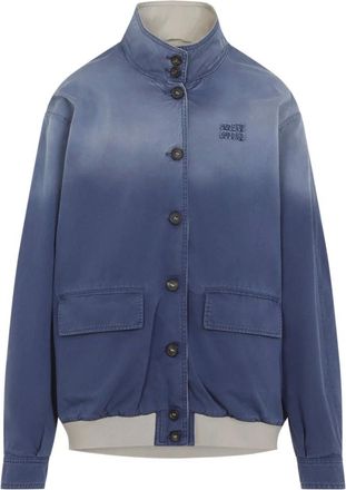 Miu Miu Old Washed Twill Blouson - Dames - Jassen - Blauw - Maat: M Katoen
