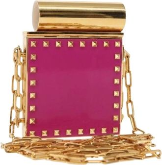 Valentino Pre-owned Clutches, female, Pink, Size: ONE SIZE Pre-owned Metal Crossbody Bag