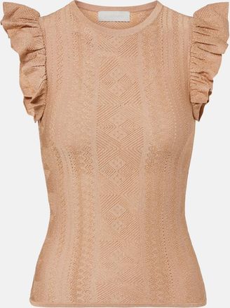 Zimmermann Aster ruffled pointelle lam&eacute; top