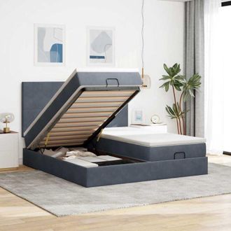 vidaXL Estructura Cama Otomana Colchones Terciopelo Gris Oscuro Vidaxl