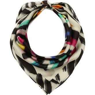 Kurt Geiger Rainbow Zebra Silk Square Scarf in White/Rainbow at Nordstrom