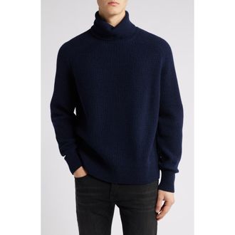 BOSS Evento Recycled Wool Turtleneck Sweater in Dark Blue at Nordstrom Rack, Size X-Large