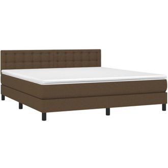 vidaXL Vidaxl - Cama Box Spring Con Colch&oacute;n Tela Marr&oacute;n Oscuro 160x200 Cm