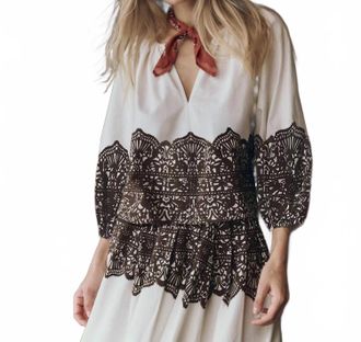 The Great. Chariot V-Neck Top In Cream