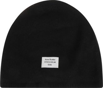 Acne Studios Kasjmier muts met logo - Heren - Accessoires - Zwart - Maat: ONE Size Kasjmier