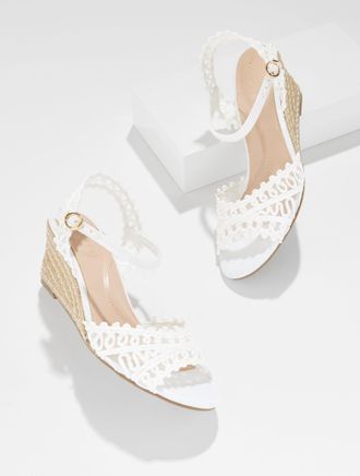 Talbots Royce Raffia Wedge Sandals - White - 10 1/2 M Talbots