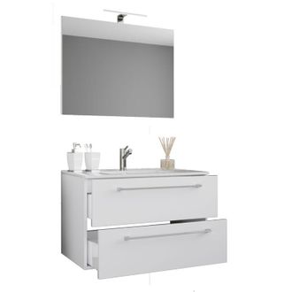 VCM Vcm - 3 Piezas Lavabo Lavabo Inferior Gabinete Ancho 60 Cm Muebles De Ba&ntilde;o Juego Colgando Con Un Espejo Caj&oacute;n Badinos (sonoma Roble (aserradero))