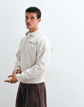 Polo Ralph Lauren felpa polo pesante con logo script in grigio chiaro