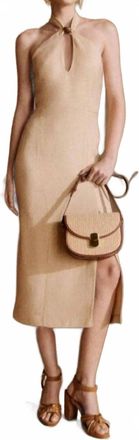 Sezane Mariama Midi Dress In Light Beige