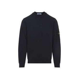 Stone Island Navy Blue Crewneck Logo Patch Sweatshirt