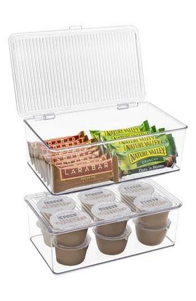 Sorbus Medium 2-Pack Storage Bins with Lids in Clear at Nordstrom Rack