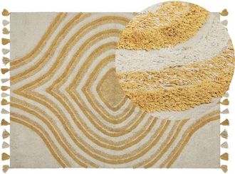 Beliani Rug BINGOL Yellow 140 x 200 cm Cotton
