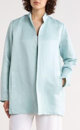Eileen Fisher Long Linen & Silk Jacket in Pool at Nordstrom Rack, Size Xx-Small