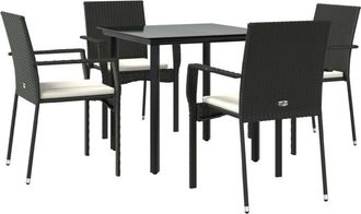 vidaXL Vidaxl - Set De Muebles Jard&iacute;n 5 Pzas Con Cojines Rat&aacute;n Sint&eacute;tico Negro