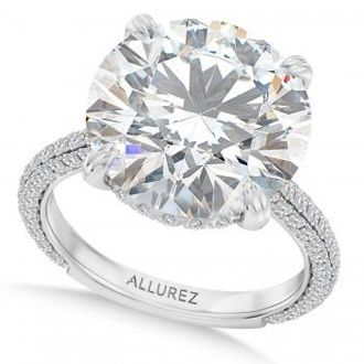 Allurez Round Lab Diamond Engagement Ring 14K White Gold (6.90ct)
