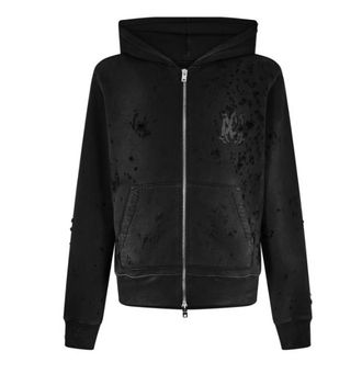 Amiri Black Distressed Shotgun Zip Hoodie SN24 Size M