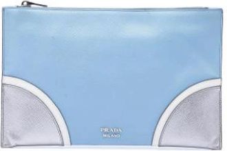 Prada Pre-owned Vintage Clutch - Dames - Vintage Clutch - Blauw - ONE Size - Leer - Vintage