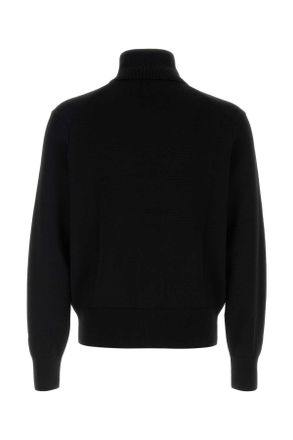 Ami Mens Black Wool Sweater Noirrouge Exterior: Merino Maglie