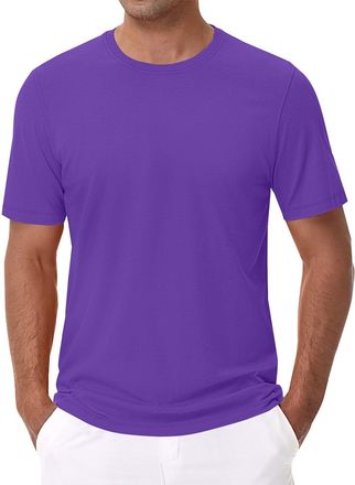 Generic DENGJIAMY Mens Cotton T Shirts Plus Size Classic Basic Crew Neck Casual Tee Short Sleeve Summer Lightweight Plain Tshirt Fashion Wicking Tops Plain T 