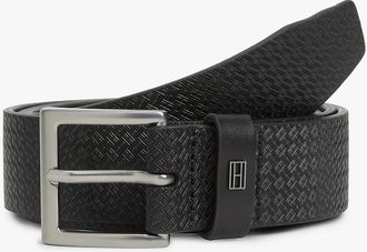 Tommy Hilfiger Mens Flag Print Square-Buckle Leather Belt - Black - 40
