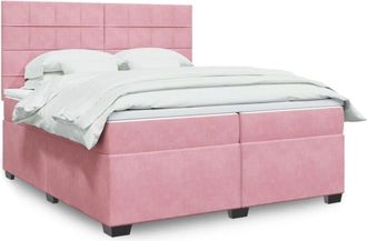 vidaXL Cama Box Spring Con Colch&oacute;n Terciopelo Rosa 200x200 Cm Vidaxl