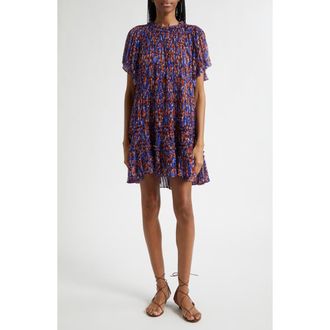 Ulla Johnson Ryla Floral Silk Shift Dress in Violet at Nordstrom, Size 00