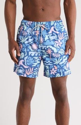 Vintage Summer Swimwear Crabs & Fish Print Swim Trunks in Navy at Nordstrom Rack, Size Xx-Large