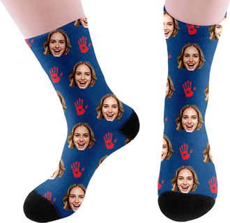 Generic Personalised Socks with Photo Fashion Funny Custom Face Socks Personalised Sock with Dog Pet and Heart Picture Unisex Print Crew Sock Valentines Day G