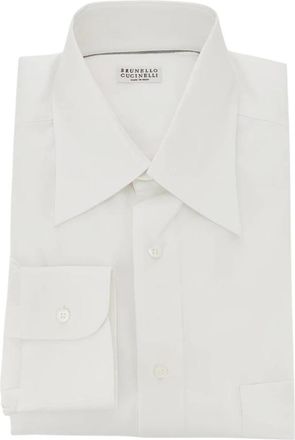 Brunello Cucinelli Katoenen Shirt - Heren - Overhemden - Wit - Maat: M Katoen