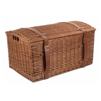 Red Hamper Wicker Light Steamed Domed Storage Hamper in Brown | Size: Small