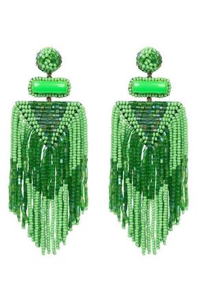 Deepa Gurnani Jody Beaded Tassel Earrings in Green at Nordstrom